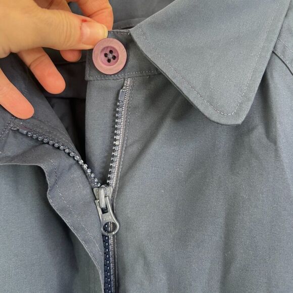 Travel Smith Navy Blue Double Zipper Duster Trench Jacket Windbreaker Size MD - Picture 6 of 12